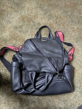 Like Dreams Black Leather  Convertible Backpack